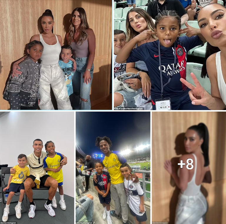“Kim Kardashian flaunts backless tank top and shares gratitude during soccer match in Japan: A sneak peek behind-the-scenes”