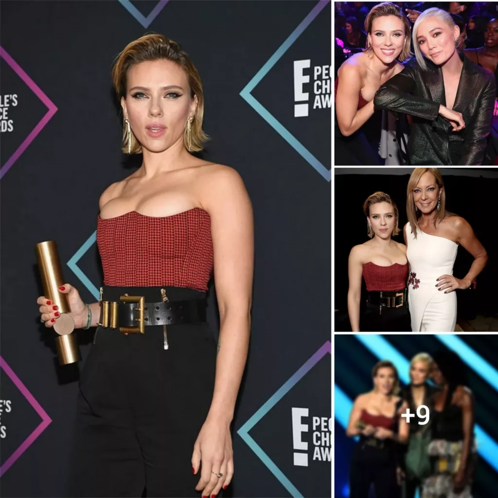 “Sensational Scarlett Johansson rocks a burgundy bustier at People’s Choice Awards while claiming The Female Movie Star award”